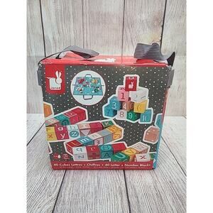 Janod Kubix Set of 40 Wooden Number And Letter Blocks Ages 2-6 New
